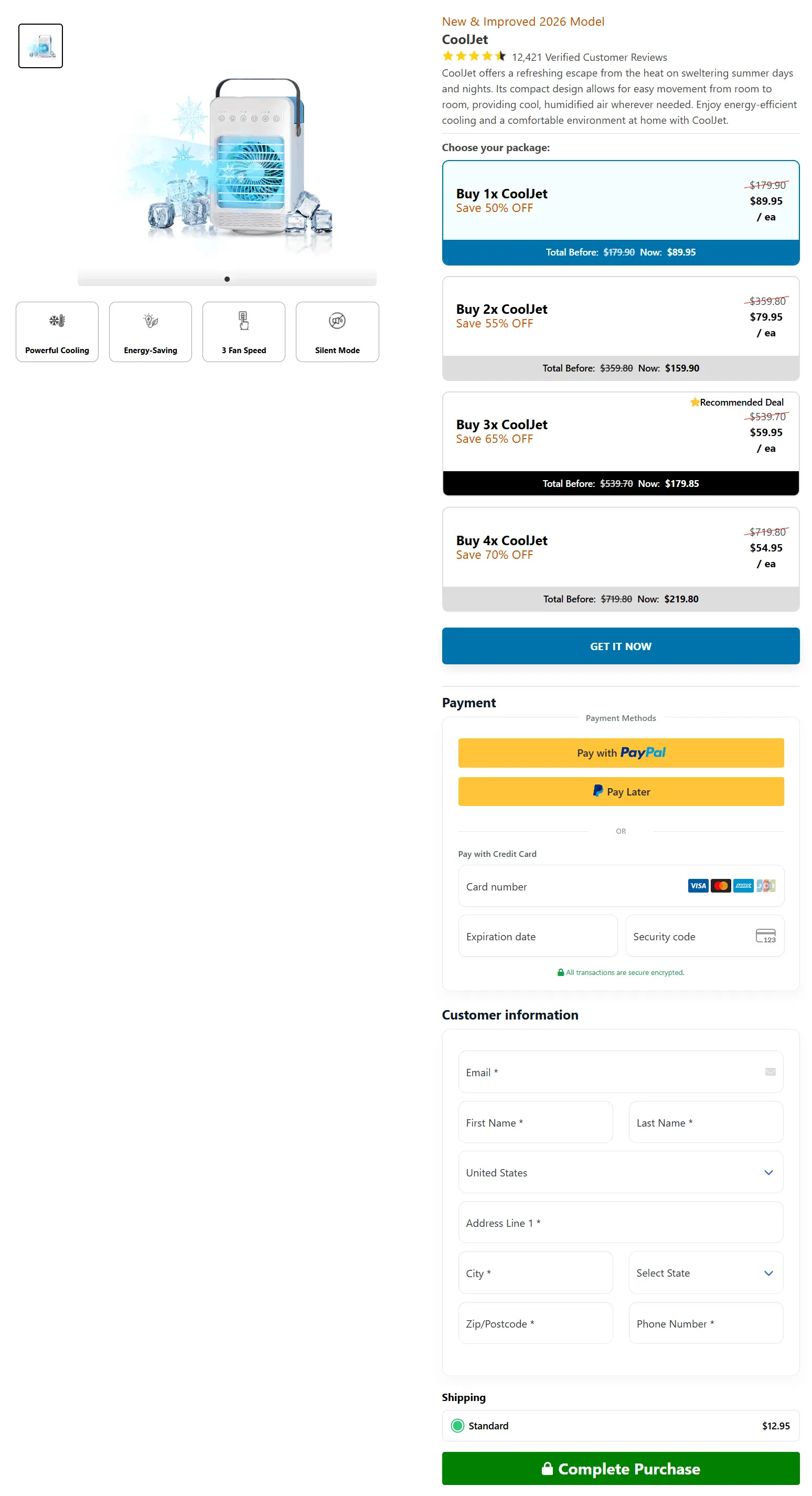 cooljet portable ac secure checkout page
